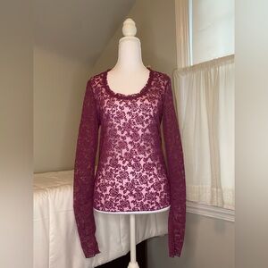 NWT Free People Intimately FP • Lace Layering Top • Scoop Neck • Wine/Amaranth